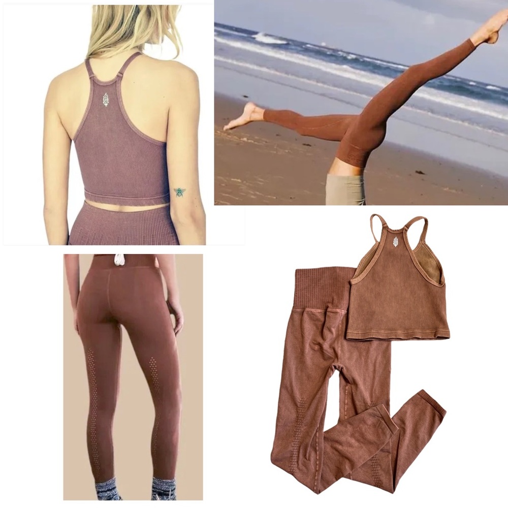 NEW Free People Good Karma Leggings + Happiness Runs Crop Top Set - Picture 8 of 17